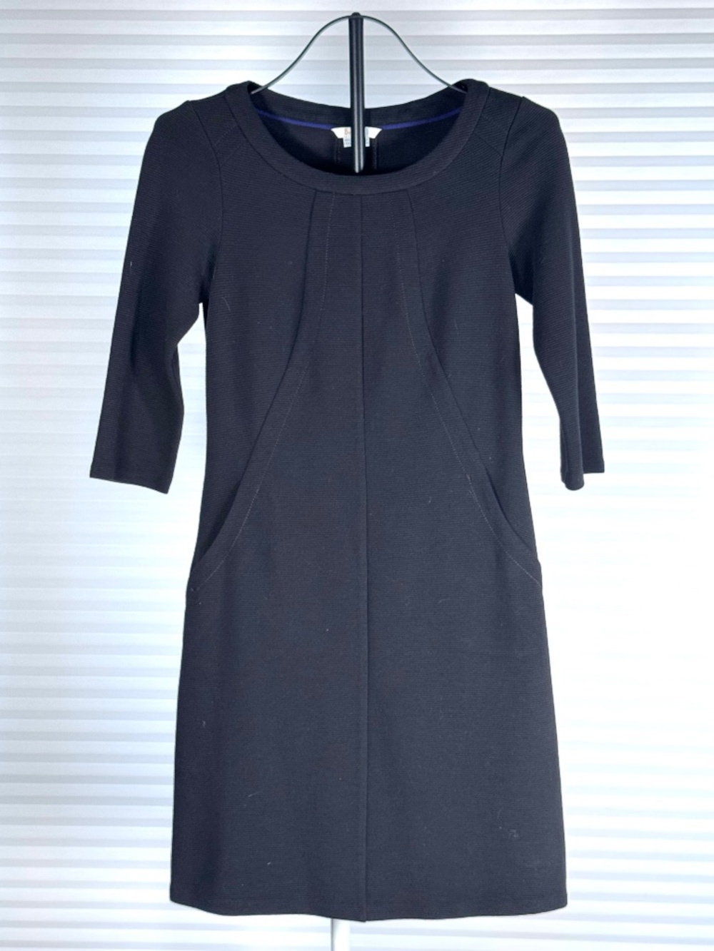 Boden Black Ribbed Knit Sheath Dress Petite 2